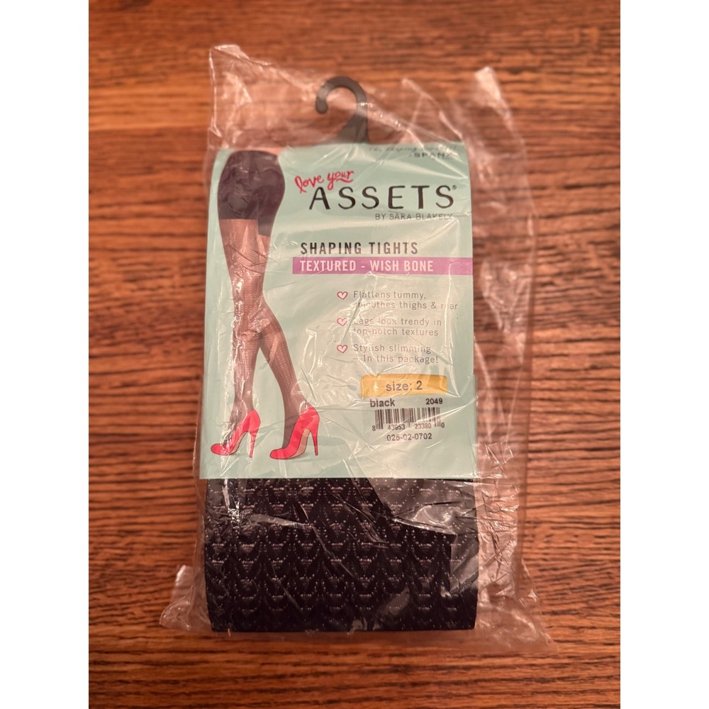 Love your ASSETS by‎ Sara Blakely Black Textured Wish Bone Shaping Tights Size 2